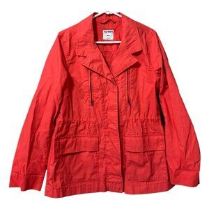 Old Navy Women Rebellion Red Size‎ Medium Long Field Jacket Cotton Zip READ